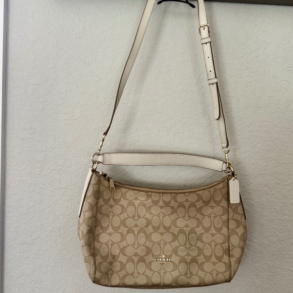 Coach Signature Logo Hobo Celeste Shoulder Bag Crossbody Purse Logo - Picture 1 of 14